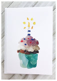 Blue Cupcake Sea Glass Birthday