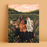 Chickens Art Print | 8x10'' | Farm Animals Wall Art Print