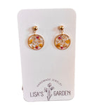 Pink and Yellow Flower Ball Studs