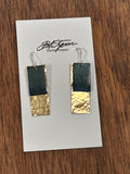 Hammered Brass and Copper Earrings - Rectangle