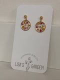 Pink and Yellow Flower Ball Studs