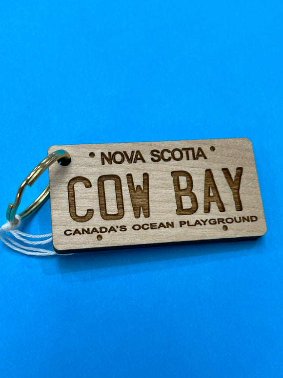 Cow Bay License Plate Key Chain