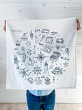 Maritime Icons Flour Sack Tea Towel