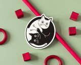 Yin Yang Cats Vinyl Sticker - Black and White Feline Decal