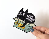 "Stop Stressing Meowt" Cat in Box Iron-On Patch