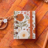 White Floral Mini Book Keychain