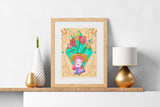 Vintage Cowgirl Lady Head Vase 8x10 Art Print