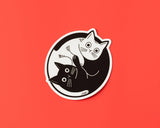 Yin Yang Cats Vinyl Sticker - Black and White Feline Decal