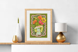 Vintage Lady Head Vase with Nasturtiums 8x10 Art Print