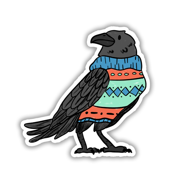 Crow in a Knit Vest Sticker