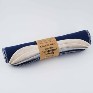 Reusable Non-Paper Towels • Double-Ply: Warm Neutrals Navy