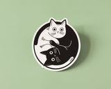 Yin Yang Cats Vinyl Sticker - Black and White Feline Decal