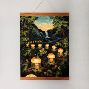 Fairy Frogs and Mushrooms Art Print