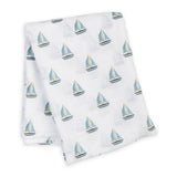 Muslin Cotton Swaddle Blanket  - Sailboats