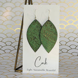 Green Leaf Cork Earrings