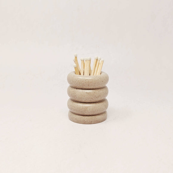 Ceramic match pot: Speckled grey