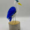Fused Glass Heron on Wood Perch