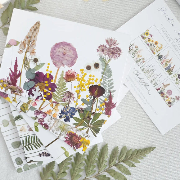 Mixed Garden Pressed Flower Notecard  Set