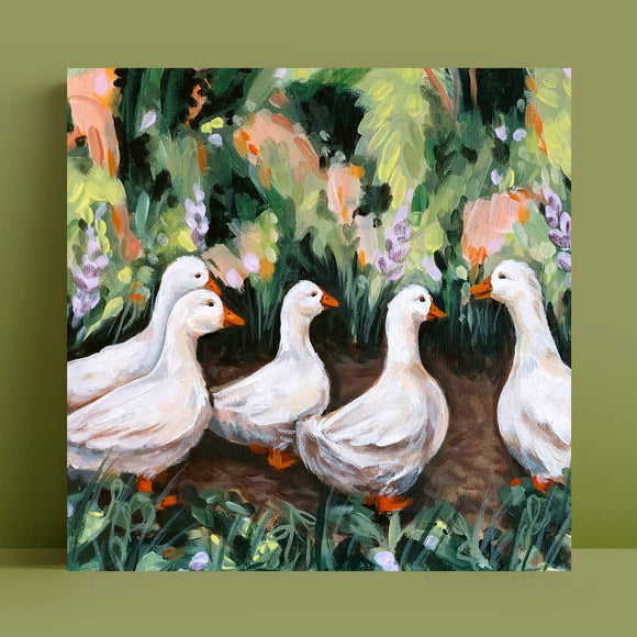 Cute Geese Art Print | 8x8''