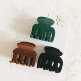 Flocked Mini Claw Clip Trio