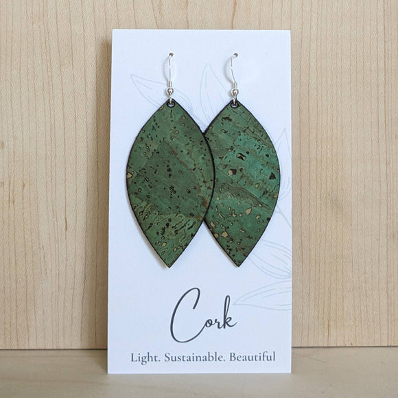 Green Leaf Cork Earrings