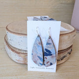 Blue Fall Leaves Cork Earrings - Small Wing: Sterling Silver