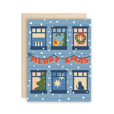 Merry Christmas Holiday Apartment Windows - Boxed Set of Greeting Cards