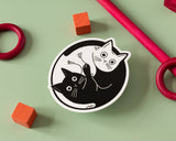 Yin Yang Cats Vinyl Sticker - Black and White Feline Decal