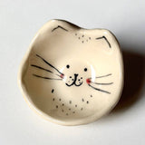 Tiny Cat Face Mini Dish – Handmade Ceramic