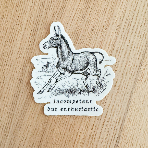Enthusiastic Donkey Vinyl Sticker