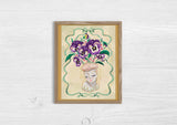 Vintage Lady Head Vase with Pansies 8x10 Art Print