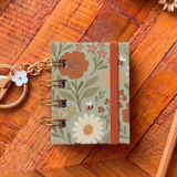 Green Floral Mini Book Keychain