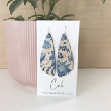 Blue and White Floral Cork Earrings