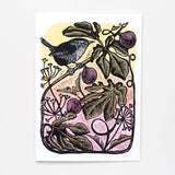 ‘Wren & Figs’ Linocut Art Card