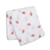 Muslin Cotton Swaddle Blanket - Strawberries