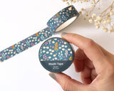 Dark Blue Floral Garden Washi Tape