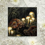 Turtle, Mushrooms Art Print