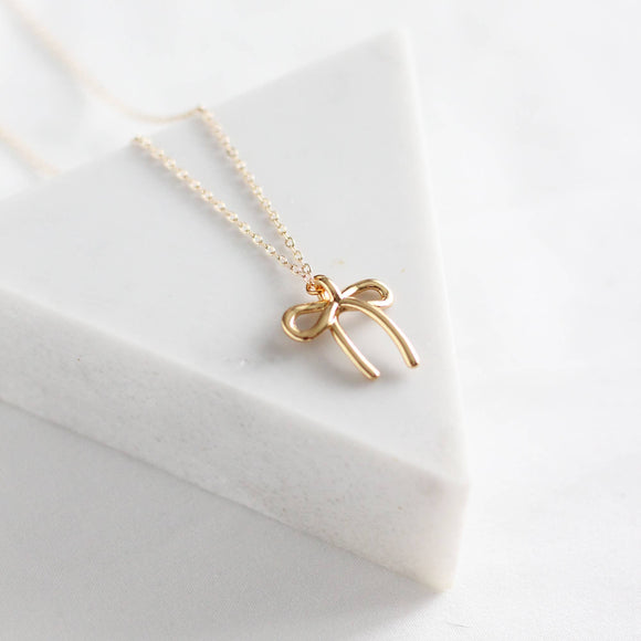 Bow Necklace: Yellow Gold