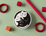 Yin Yang Cats Vinyl Sticker - Black and White Feline Decal