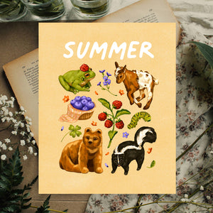 Summer Art Print - Cute Wildlife Animals Wall Art