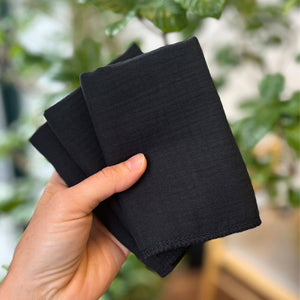 Washcloths - Organic Muslin: Black