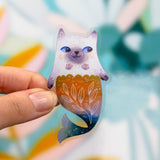 Clear Mercat Cute Cat Mermaid Sticker 1.6" x 3"