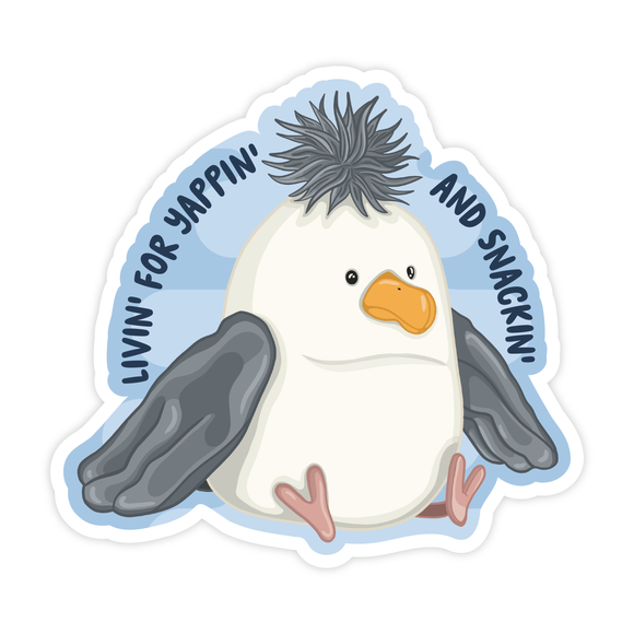 Seagull Yappin' and Snackin' Sticker