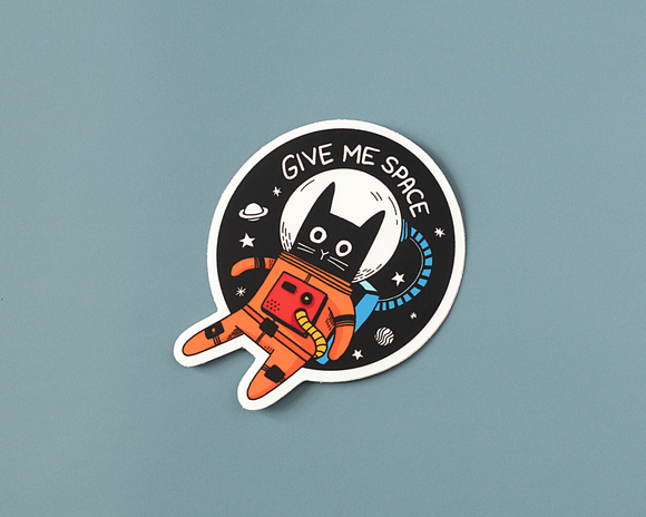 Astronaut Cat Vinyl Sticker - Space-Themed Feline Decal