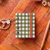 Green Gingham Mini Book Keychain