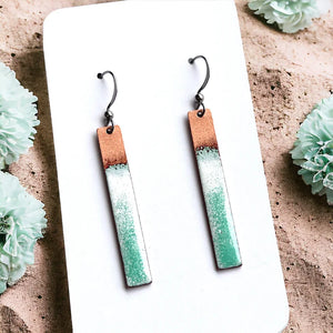 Seafoam Bar Enamel Earrings