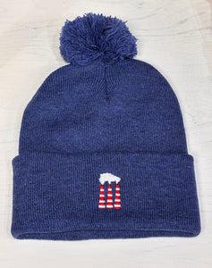 Smokestack Toque - Dark Blue Pom Pom