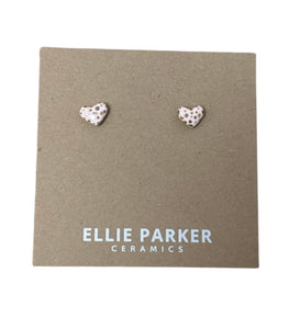 Polka Dot Ceramic Heart Stud Earrings