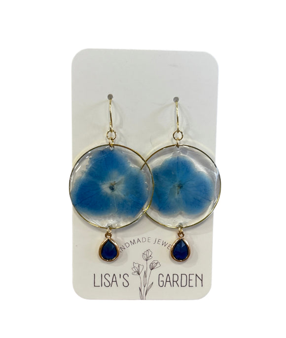 Blue Hydrangea Hooks with Glass Charms