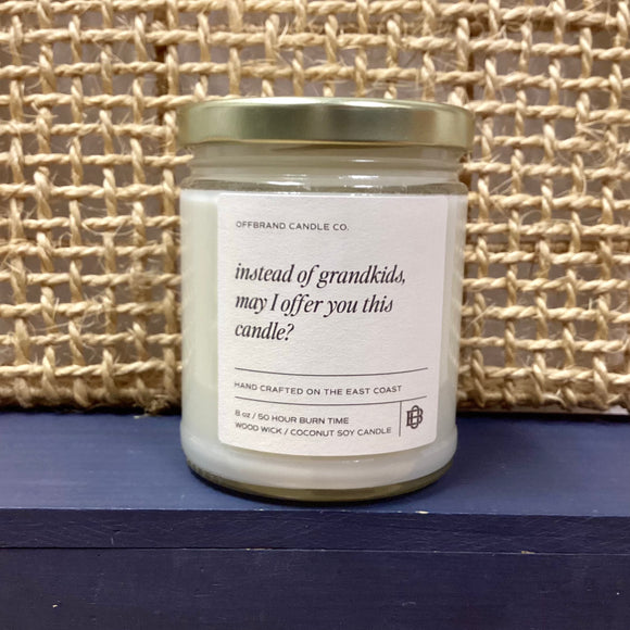 instead of grandkids, may I offer you this candle? - candle